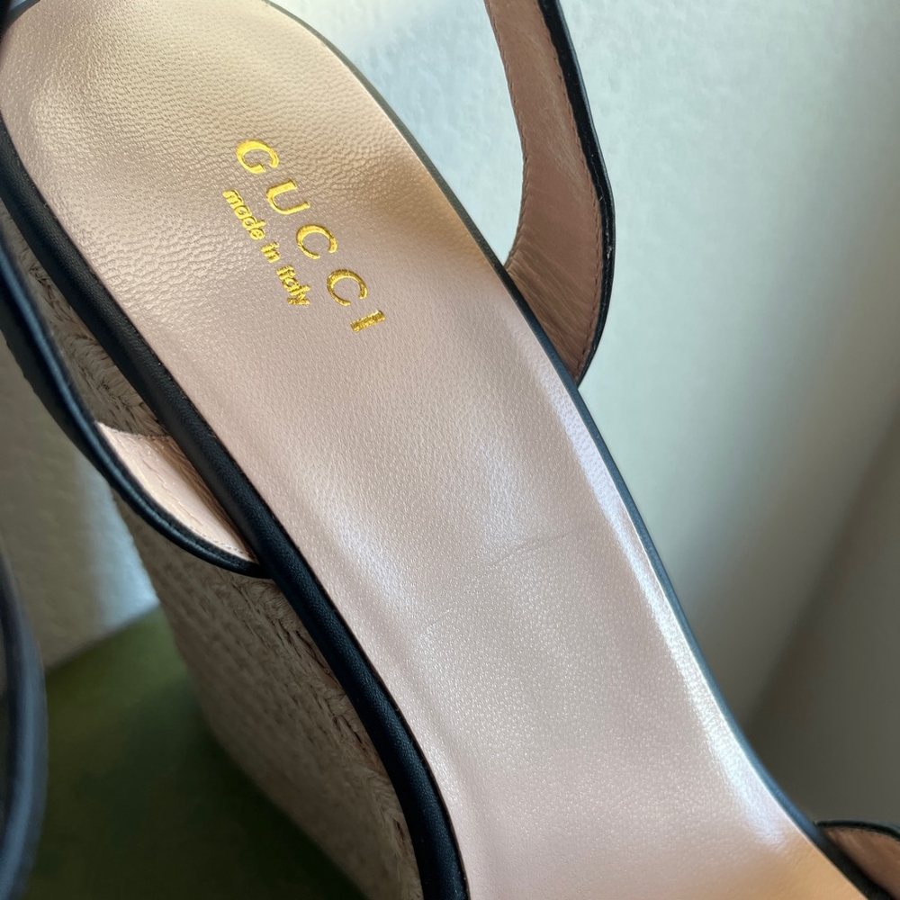 NEW Black Gucci Platform Espadrille Heel Sandal - EU 41 (Fits US 10) - Picture 8 of 12